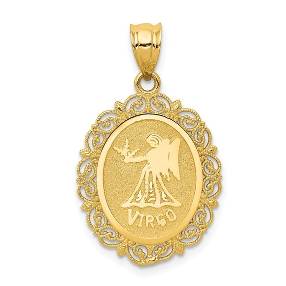Million Charms 14k Yellow Gold Solid Satin Virgo Zodiac...